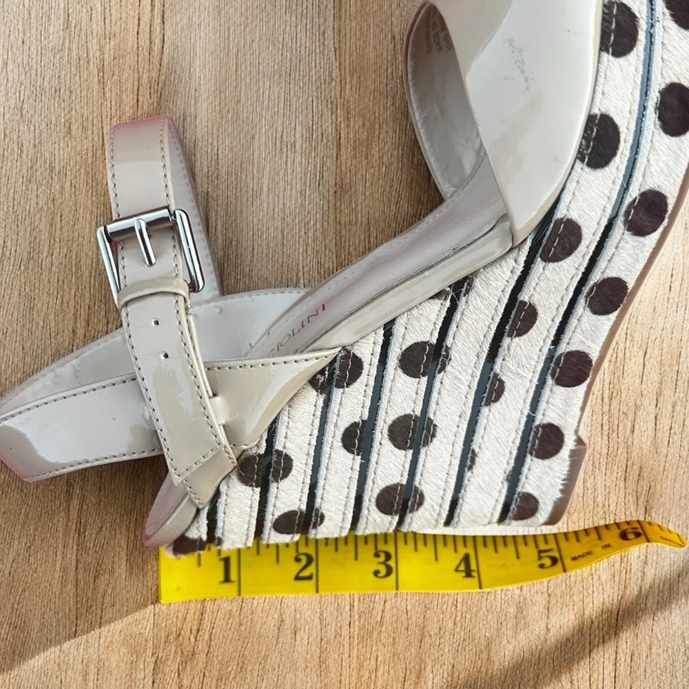 Enzo Angiolini Indulgent Wedge Platform sandals Polkadot patent leather S 6 1/2